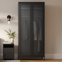 LPD Home Storm 2 Door Black Mesh Wardrobe - Wilko - thumbnail 1