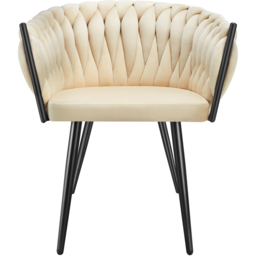 tectake Astano Set of 2 Sand Velvet Padded Knot Design Dining Chair - Yellow - Wilko - thumbnail 7