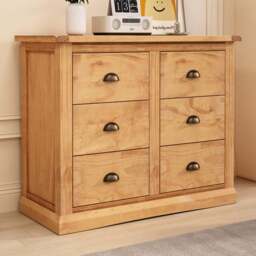 Cabinet Bits Lucca 6 Drawer Brown Brass Cup Handle Chest of Drawers - Wilko - thumbnail 1