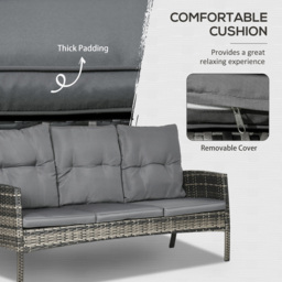 Outsunny 7 Seater Rattan Sofa Lounge Set - Grey - Wilko - thumbnail 5
