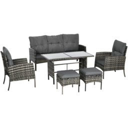 Outsunny 7 Seater Rattan Sofa Lounge Set - Grey - Wilko - thumbnail 3