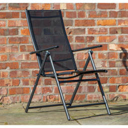 Samuel Alexander 4 Seater Glass Top Foldable Dining Set with Blue Banana Parasol and Base - Black - Wilko - thumbnail 7