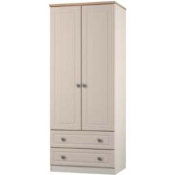 Crowndale Norfolk 2 Door 2 Drawer Kashmir Ash and Bardolino Oak Wardrobe Ready Assembled - Kashmir Ash & Bardolino Oak - Wilko - thumbnail 4
