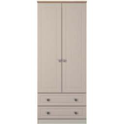 Crowndale Norfolk 2 Door 2 Drawer Kashmir Ash and Bardolino Oak Wardrobe Ready Assembled - Kashmir Ash & Bardolino Oak - Wilko - thumbnail 3