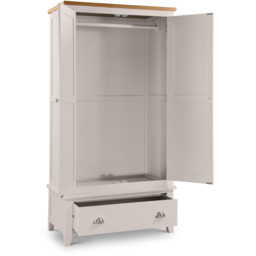 Julian Bowen Richmond 2 Door Single Drawer Wardrobe - Size: 2 Door, Single Drawer - Grey - Wilko - thumbnail 5