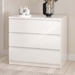 Florence 3 Drawer White High Gloss Chest of Drawers - Furniture to Go - Wilko - thumbnail 1