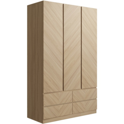 GFW Catania 3 Door 4 Drawer Euro Oak Wood Wardrobe - Size: 3 Door, 4 Drawer - Brown - Wilko - thumbnail 5