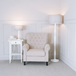 ValueLights Victoria Grey Fabric Drum Shade White Wood Traditional Stem LED Floor Lamp - Size: 157 x 45 x 45cm - Wilko - thumbnail 5