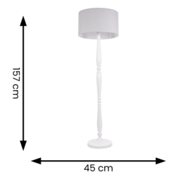 ValueLights Victoria Grey Fabric Drum Shade White Wood Traditional Stem LED Floor Lamp - Size: 157 x 45 x 45cm - Wilko - thumbnail 7