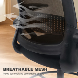 Portland Black Mesh Rolling Desk Chair with Flip up Armrests - Size: 126 x 58 x 63cm - Wilko - thumbnail 7
