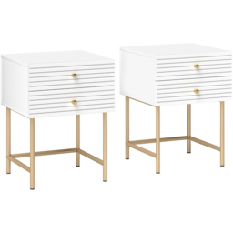 Portland 2 Drawer White Bedside Table Set of 3 - Wilko - thumbnail 3