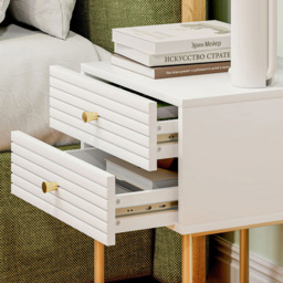 Portland 2 Drawer White Bedside Table Set of 3 - Wilko - thumbnail 4