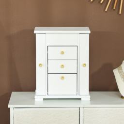 HOMCOM 3 Drawer White Large Jewellery Box with Mirror - Size: 39 x 22 x 32cm - Wilko - thumbnail 6