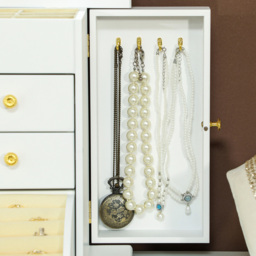 HOMCOM 3 Drawer White Large Jewellery Box with Mirror - Size: 39 x 22 x 32cm - Wilko - thumbnail 4