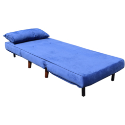 Brooklyn Single Seater Navy Plush Velvet Pull Out Sofa Bed - Blue - Wilko - thumbnail 3