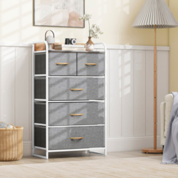 Costway Grey 5 Drawer Vertical Storage Dresser Tower - Size: 58 x 29 x 99cm - Wilko - thumbnail 5