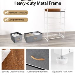 Costway Grey 5 Drawer Vertical Storage Dresser Tower - Size: 58 x 29 x 99cm - Wilko - thumbnail 7