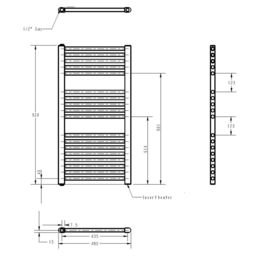 nuie Chrome 300W Round Electric Towel Rail 920 x 480mm - Size: 9.2 x 4.8 x 0.3cm - Silver - Wilko - thumbnail 3