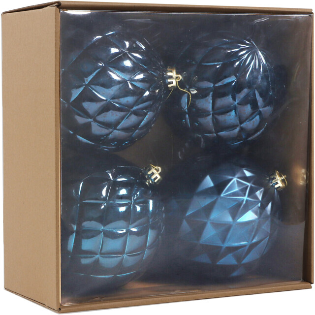 Set of 4 Textured Baubles Navy - Angel Whispers - Wilko - image 1