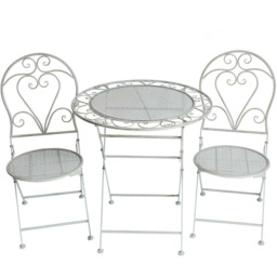 GlamHaus Monaco 2 Seater Garden Bistro Set Antique Grey - Wilko - thumbnail 3