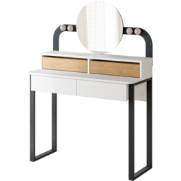 Decortie Lora 4 Drawer White Sapphire Oak Dressing Table with LED Mirror - Size: 132 x 96 x 40cm - Cream - Wilko - thumbnail 3