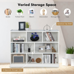 Costway 8 Shelf White Floor Standing Open Bookshelf - Size: 3 Shelf - Wilko - thumbnail 6
