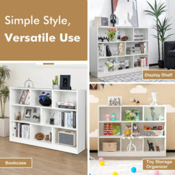 Costway 8 Shelf White Floor Standing Open Bookshelf - Size: 3 Shelf - Wilko - thumbnail 5