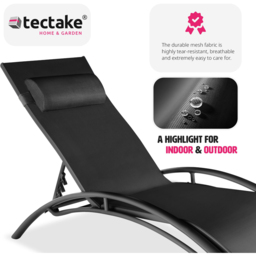 tectake Alina Set of 2 Black 5 Step Backrest Sun Lounger with Head Cushion - Size: 81.5 x 59 x 180cm - Wilko - thumbnail 6