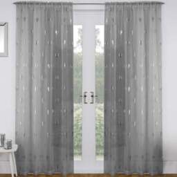 Tyrone Textiles Birch Silver Metallic Tree Print Pocket Header Voile Panel Curtains 140 x 229cm - Size: 229 x 140 x 1cm - Wilko - thumbnail 1