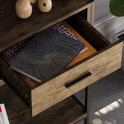 Home Vida Brooklyn 2 Drawer Dark Wood Industrial Console Table - Size: 34 x 80 x 74cm - Brown - Wilko - thumbnail 5