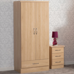 Seconique Nevada 2 Door Single Drawer Sonoma Oak Effect Wardrobe - Size: 2 Door, Single Drawer - Brown - Wilko