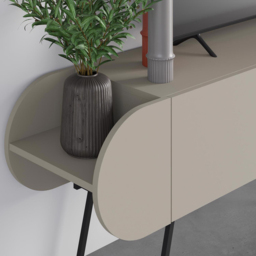 FWStyle Capsule 2 Door 2 Shelf Sandstone TV Unit Stand - Size: 57.5 x 195 x 37.4cm - Cream - Wilko - thumbnail 6