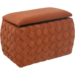 Artemis Home Plumeo Orange Velvet Storage Ottoman - Size: 45 x 65 x 43cm - Wilko - thumbnail 3