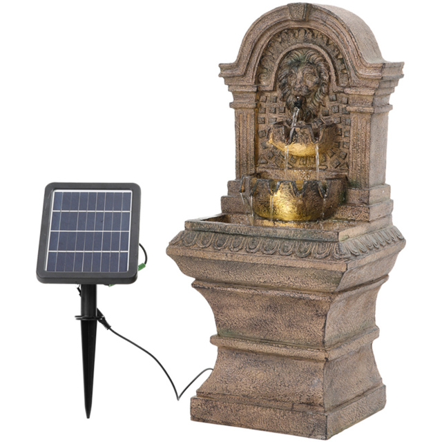 Living and Home Solar Powered European Style Outdoor Waterfall Fountain - Size: 63 x 30 x 30cm - Brown - Wilko - image 1