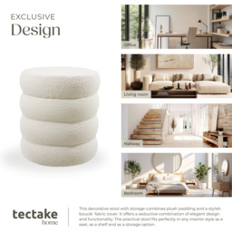 Tectake Altu Cream White Stool with Padded Seat - Size: 47 x 42 x 42cm - Wilko - thumbnail 7