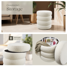 Tectake Altu Cream White Stool with Padded Seat - Size: 47 x 42 x 42cm - Wilko - thumbnail 5