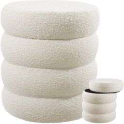 Tectake Altu Cream White Stool with Padded Seat - Size: 47 x 42 x 42cm - Wilko - thumbnail 3