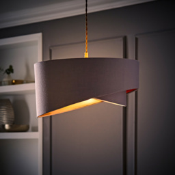 ValueLights Trekan 2 Layer Grey with Metallic Copper Inner Pendant Lamp Shade 40cm - Size: 40 x 20 x 40cm - Wilko - thumbnail 3