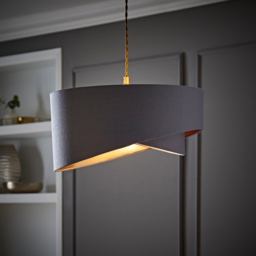 ValueLights Trekan 2 Layer Grey with Metallic Copper Inner Pendant Lamp Shade 40cm - Size: 40 x 20 x 40cm - Wilko - thumbnail 7