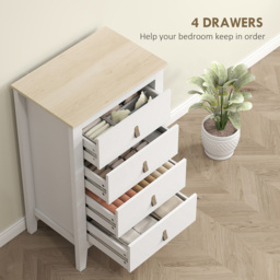 HOMCOM 4 Drawer White Bedroom Chest of Drawers - Wilko - thumbnail 5