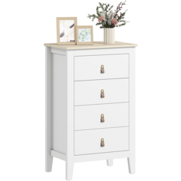 HOMCOM 4 Drawer White Bedroom Chest of Drawers - Wilko - thumbnail 3