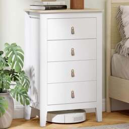HOMCOM 4 Drawer White Bedroom Chest of Drawers - Wilko - thumbnail 1