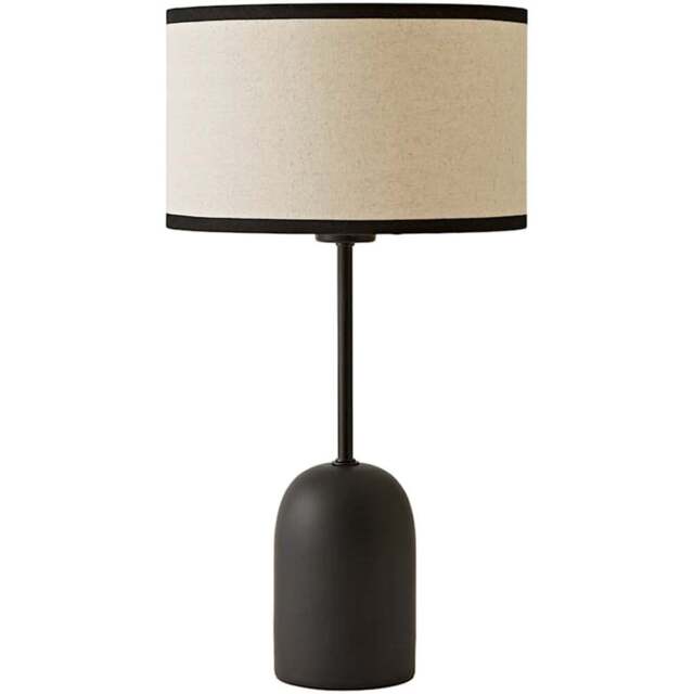 ValueLights Kaiden Black Trim Linen Shade Dome Table Lamp - Size: 47 x 25 x 25cm - Wilko - image 1