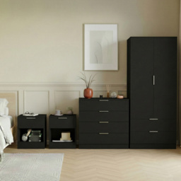 Vida Designs Trega Black 4 Piece Bedroom Furniture Set - Size: 170 x 76 x 53cm - Wilko - thumbnail 6