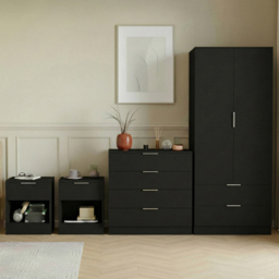 Vida Designs Trega Black 4 Piece Bedroom Furniture Set - Size: 170 x 76 x 53cm - Wilko