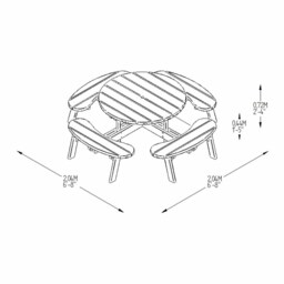 Forest Garden Circular Picnic Table - Brown - Wilko - thumbnail 5