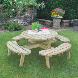 Forest Garden Circular Picnic Table - Brown - Wilko - thumbnail 1