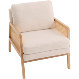 Living and Home Teddy Fleece Cushion Modern Rattan Armchair - Size: Single - White - Wilko - thumbnail 3