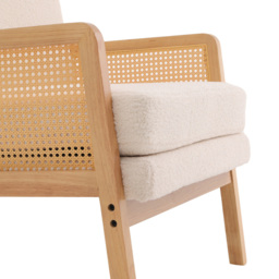 Living and Home Teddy Fleece Cushion Modern Rattan Armchair - Size: Single - White - Wilko - thumbnail 6