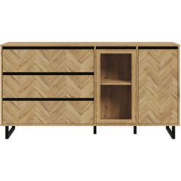 Florence 2 Door 3 Drawer Bartex Oak and Black Sideboard - Size: 42 x 156.4 x 82.6cm - Furniture to Go - Wilko - thumbnail 4